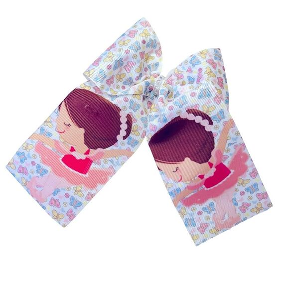 BALLERINAS CHEER HAIR BOW for Girls Alligator Clips Handmade New - Picture 1 of 2